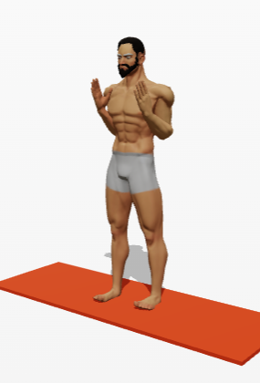 Dev standing in prayer pose