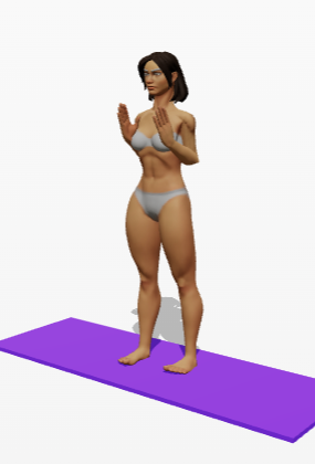 Meera standing in prayer pose